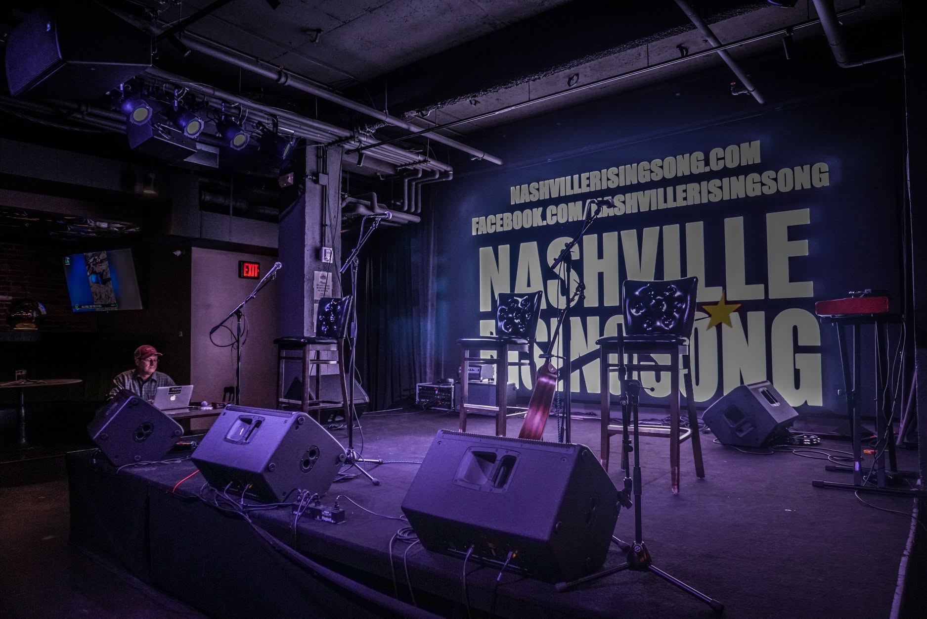 The Nashville Rising Song stage set up before a round